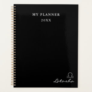 Agenda Planeador de Símbolos Libra Zodiac 2022 Preto e Br
