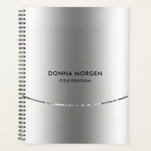 Agenda Planeador de Stripes Silver Moderno e Brilhante