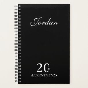 Agenda Planeador Diário do Nome Branco Preto Elegante Sim