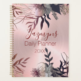 Agenda Planeador Diário Personalizado Botânico Blush Rosa
