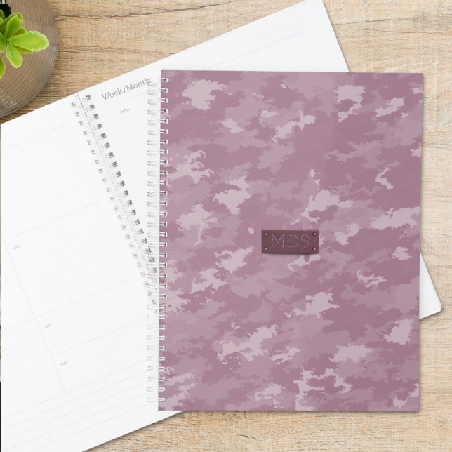 Agenda Planeador do Monograma da Camuflagem Moderna de Ca (A pretty pink camo planner for all your planner needs. Just add your initials)