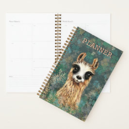 Agenda Planeador Engraçado com Llama Curioso