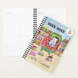 Agenda Planeador escolar para crianças com pinguim
