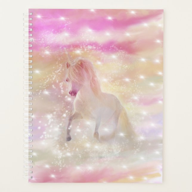 Agenda Planeador Espiral Universo de Cor Pastel Unicorn (Frente)
