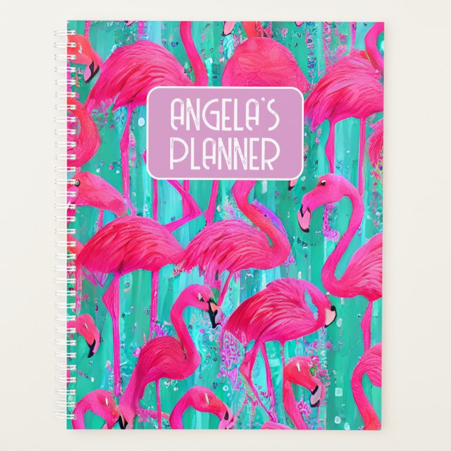 Agenda Planeador Flamingo de Nome Personalizado (Frente)