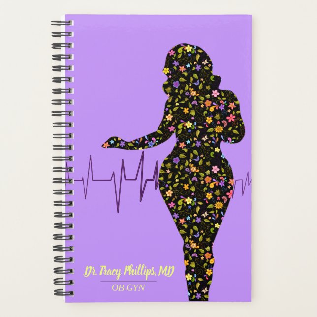 Agenda Planeador Floral Feminino da Medicina OB-GYN (Frente)