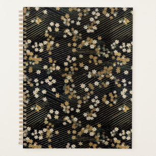 Agenda Planeador Floral Negro, Branco e Dourado de Chiyog