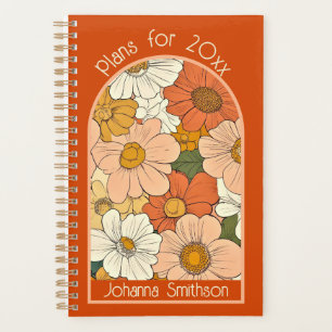 Agenda Planeador Floral Pequeno do Groove Laranja Retroor
