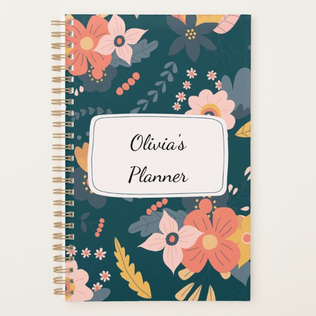 Agenda Planeador Floral - Personalizado (Frente)