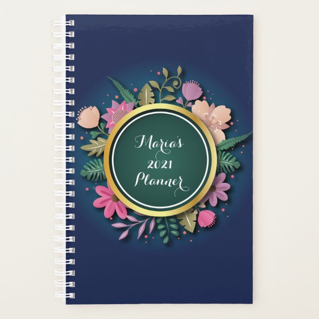 Agenda Planeador Floral Personalizado 2021 (Frente)