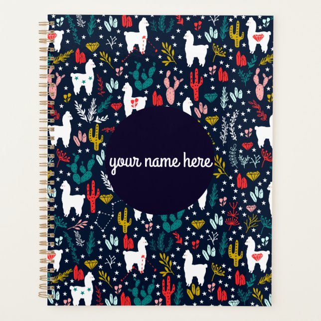Agenda Planeador Floral Personalizado de Alpaca (Frente)