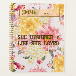 Agenda Planeador Floral Personalizado - Nome Personalizad
