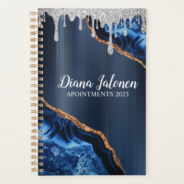 Agenda Planeador Marble Glitter Pink Silver 2023 (Frente)