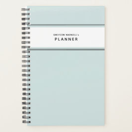 Agenda Planeador Mínimo e Preto Azul Pálido e Branco