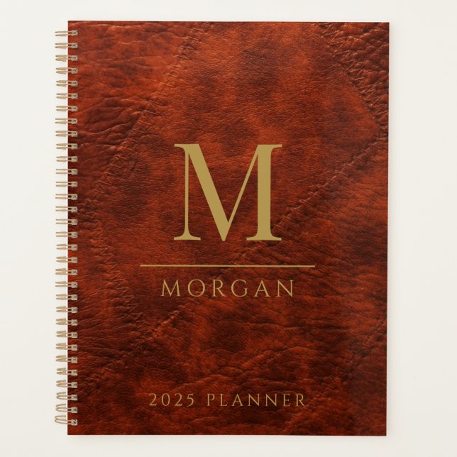 Agenda Planeador Moderno Marrom Elegante Elegante Monogra (Frente)