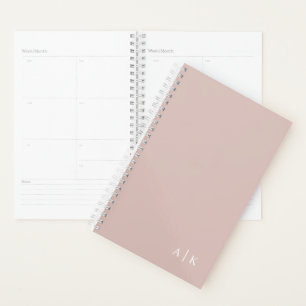 Agenda Planeador monográfico simples - cor-de-rosa pastel