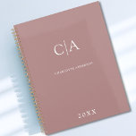 Agenda Planeador monograma simples e elegante<br><div class="desc">Planeador moderno,  simples e elegante de monograma,  blush. Basta editar seu produto em alguns minutos. Você pode alterar a fonte/tamanho/cor e a posição usando "mais personalização".</div>