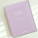 Agenda Planeador monograma simples e elegante<br><div class="desc">Planeador moderno,  simples,  elegante,  roxo. Basta editar seu produto em alguns minutos. Você pode alterar a fonte/tamanho/cor e a posição usando "mais personalização".</div>