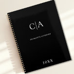 Agenda Planeador monograma simples e elegante<br><div class="desc">Planeador moderno,  simples,  elegante,  preto. Basta editar seu produto em alguns minutos. Você pode alterar a fonte/tamanho/cor e a posição usando "mais personalização".</div>