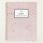 Agenda Planeador Personalizado Blush Blush de Pontos de F<br><div class="desc">Planeador Personalizado Blush Blush de Pontos de Folha Ouro | Planeador personalizável com bolinhas de folha de ouro falsas em segundo plano cor-de-rosa. Este planejador moderno e feminino será perfeito como presente personalizado.</div>