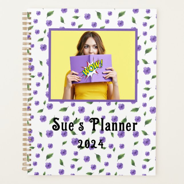 Agenda Planeador Personalizado da Flor Roxo de Cana-d-Águ (Frente)