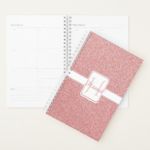 Agenda Planeador Personalizado de Brilho Rosa