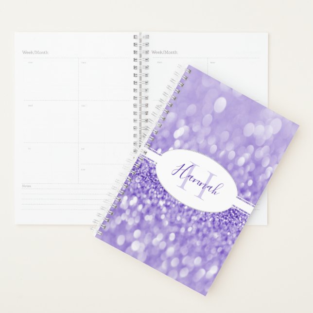 Agenda Planeador Personalizado de Brilho Roxo (Exibição)