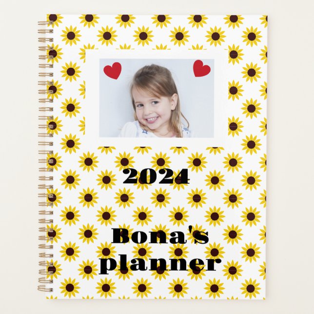 Agenda Planeador Personalizado de Girassol Amarelo (Frente)