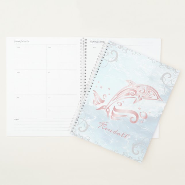 Agenda Planeador Personalizado de Golfinho Rosa (Exibição)