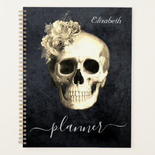 Agenda Planeador Personalizado de Rosas Brancas do Crânio