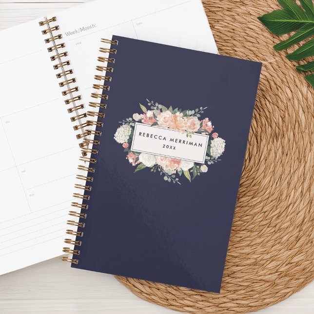 Agenda Planeador Personalizado Floral Antiquado | Meia No (Criador carregado)