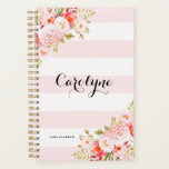 Agenda Planeador Personalizado Floral Personalizado de St<br><div class="desc">Ilustrações femininas e elegantes de plantas cor-de-rosa,  flores e folhagem. Este planejador botânico cor-de-rosa será perfeito como presente personalizado.</div>