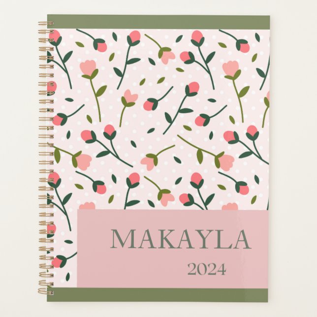 Agenda Planeador Personalizado Floral Primavera Pastel (Frente)