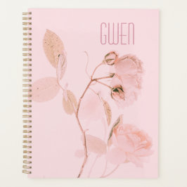 Agenda Planeador Personalizado Floral Suave Rosa