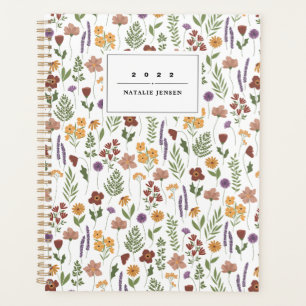 Agenda Planeador Personalizado Ilustrado de Flor Selvagem