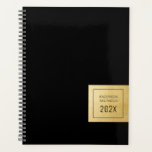 Agenda Planeador Personalizado Minimalista Dourado Modern<br><div class="desc">Planeador personalizado minimalista clássico,  com um nome personalizado pequeno profissional e data fora do centro no cobrir que parece profissional,  limpo e elegante.</div>