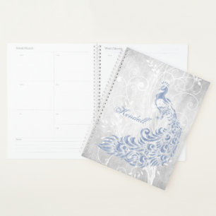 Agenda Planeador Personalizado Pavão Azul Claro