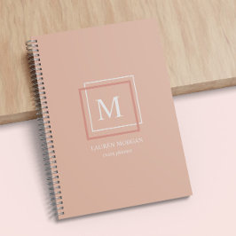Agenda Planeador Personalizado Peach Monograma Moderno do