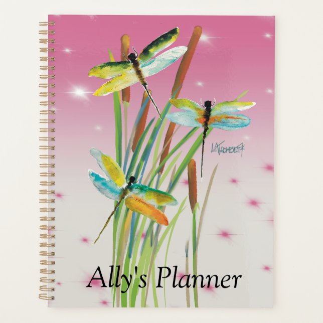 Agenda Planeador Personalizado Rosa de Dragonfly (Frente)