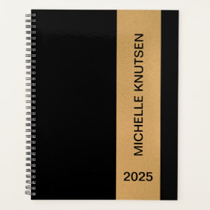 Agenda Planeador Personalizado Simples Preto e Dourado 20