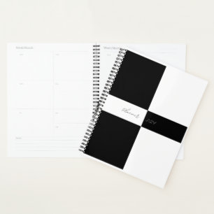 Agenda Planeador preto e branco simples 2024