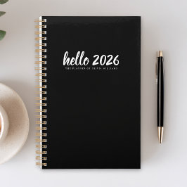 Agenda Planeador Preto Minimalista Hello 2026