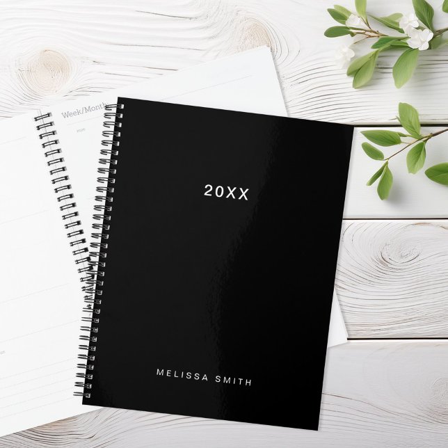 Agenda Planeador Preto Mínimo Moderno (Criador carregado)