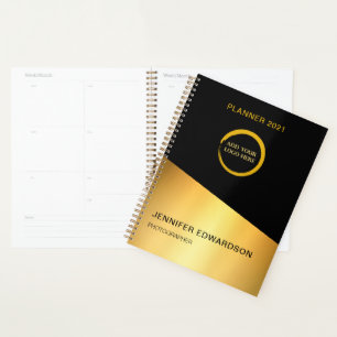 Agenda Planeador profissional moderno elegante, preto e o