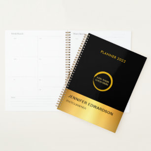 Agenda Planeador profissional moderno elegante, preto e o