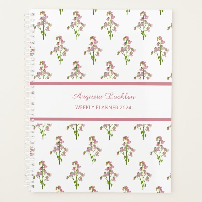 Agenda Planeador Semanal de Flor Rosa-Vidro (Frente)