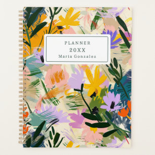 Agenda Planeador Semanal Moderno de Flores de Abstrato Pe