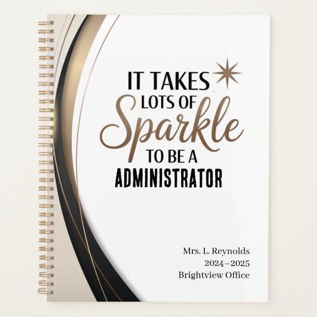 Agenda Planeador Sparkle do Administrador - Personalizado (Frente)