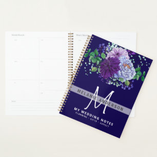 Agenda Planeamento Caseiro de Flores Roxas Azuis de Sapph