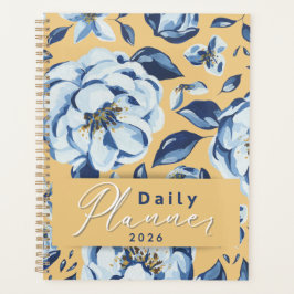 Agenda "Planejador Diário Mustard & Blue Floral 2026"
